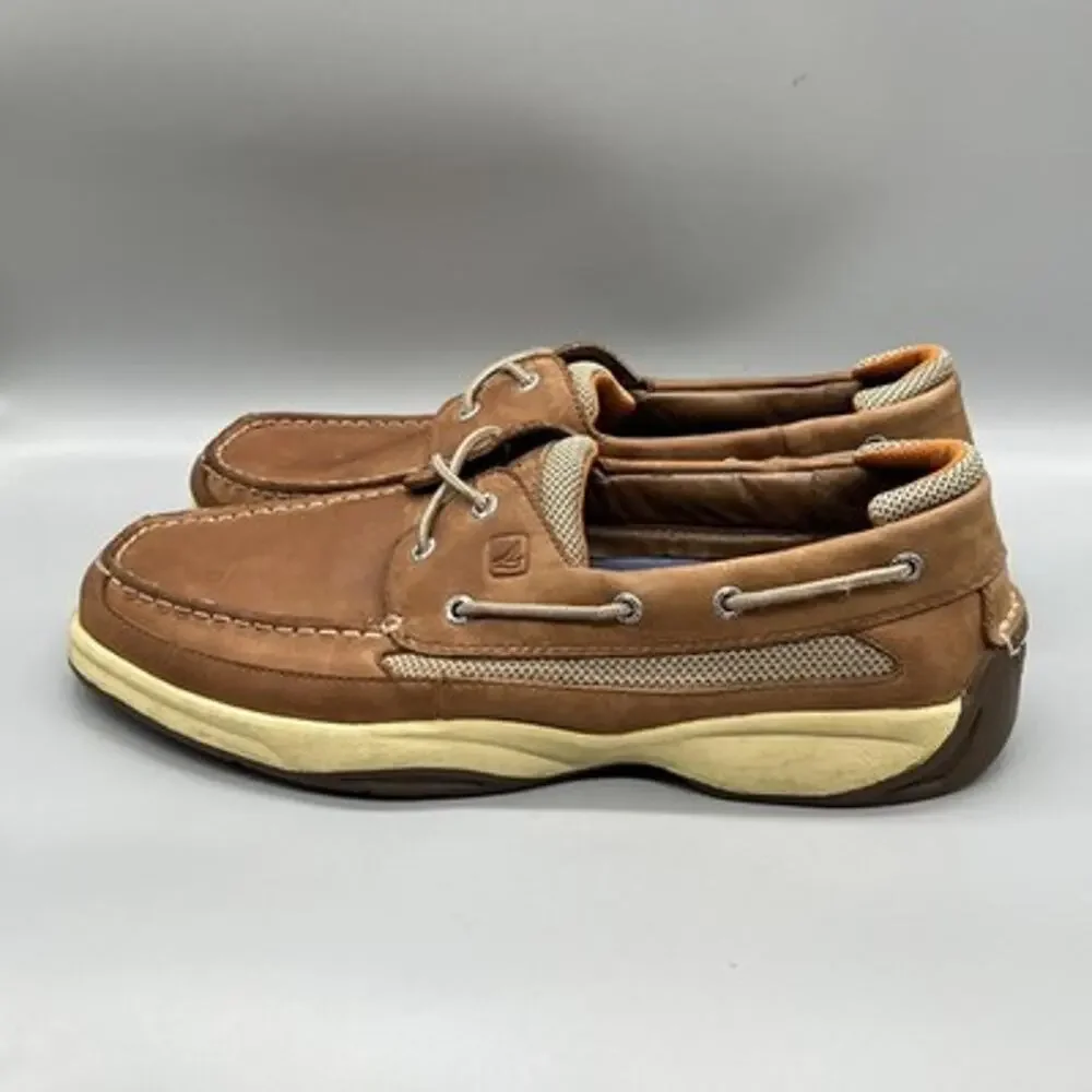 Sperry Shoes Mens 13 Brown Leather Top Sider Boat Deck Moc Toe Casual Comfort